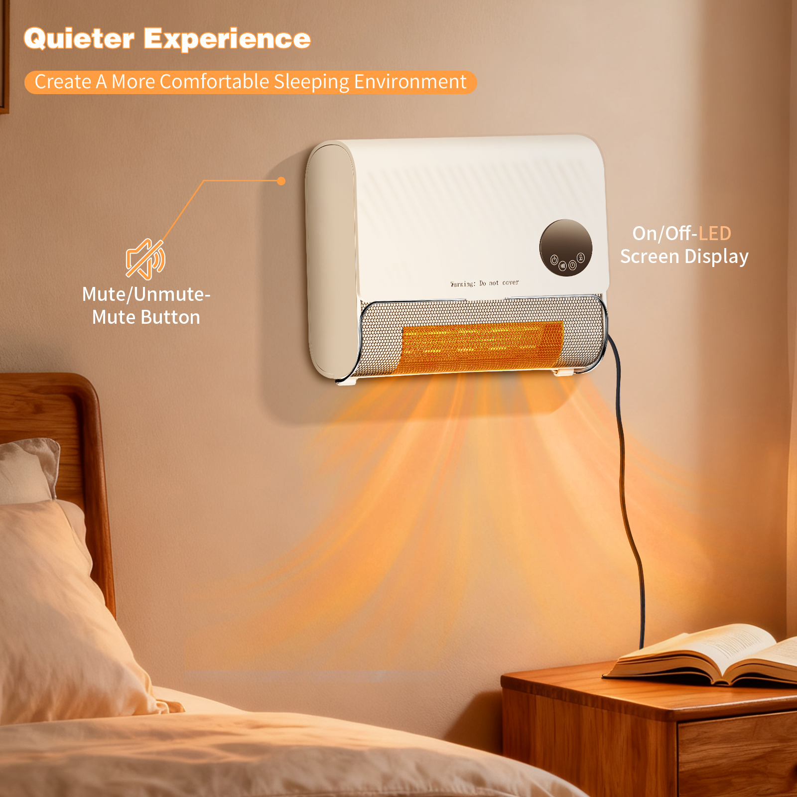 Smart Wall Heater, 1500W Fast Heating Electric Space Heater For Indoor Use, Wall Mounted Panel Heater With Remote, 3 Fan Speeds image 7