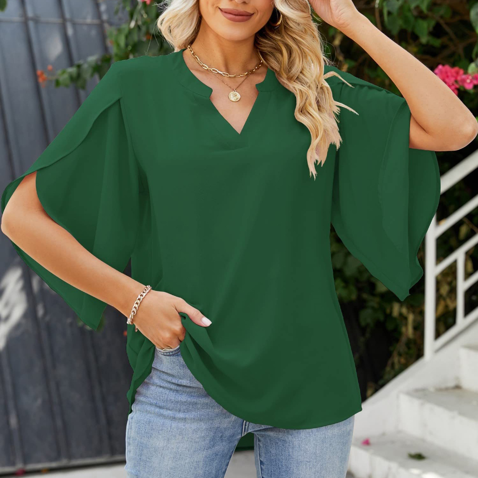 Title 5, European And American Style Women Petal Sleeve ...