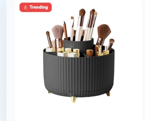 360 Rotating Desk Pen Holder Makeup Brush Organizer Multi-Grid Storage Box For Office & Home Vanity 3