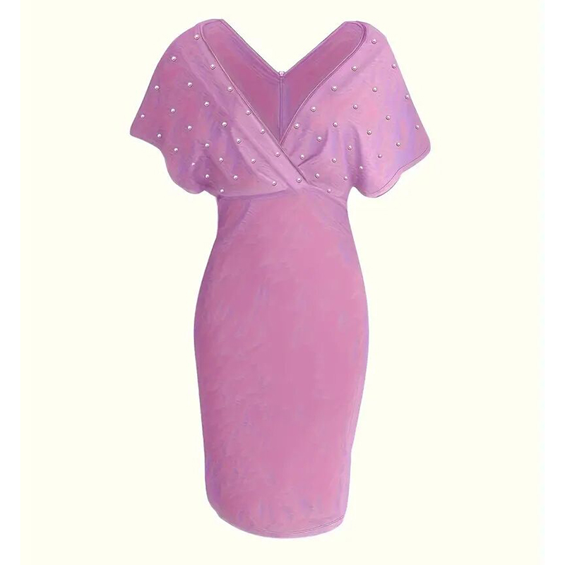 Women's Elegant Deep V Neck Wrap Bodycon Dress Back Zipper Pencil Midi Dress - Image 13