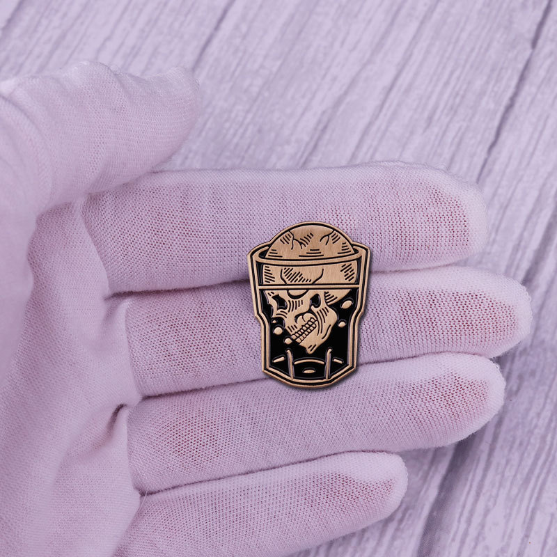 Whiskey Skull Brooch Cocktail Skull Drink — view 5