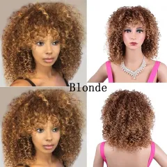 Synthetic Afro Curly Wig African Wigs For Black Women - Blonde - View 1