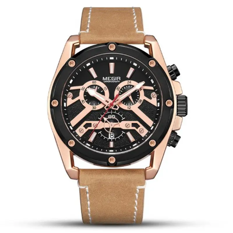 Men's Watch Multifunctional Sports Luminous Leather Watch