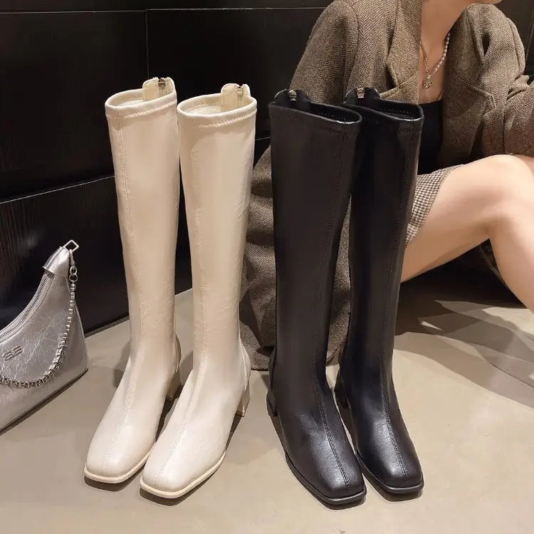 New Women Square Toe Tall Boots, High