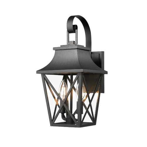 Black Outdoor Wall Light 2 Lights, Large Outdoor Modern Wall Light Fixtures, Industrial Porch Light Wall Mounted With Glass, Waterproof Farmhouse Exterior Light Lighting — foto 9
