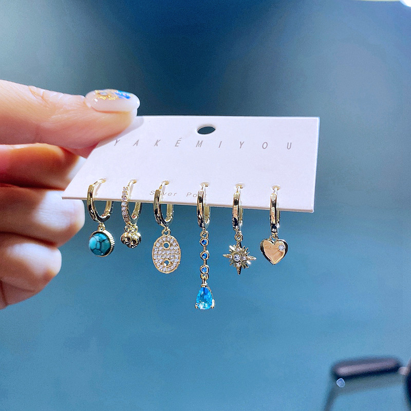 Women's Niche Fashion Turquoise Geometric Star Earrings