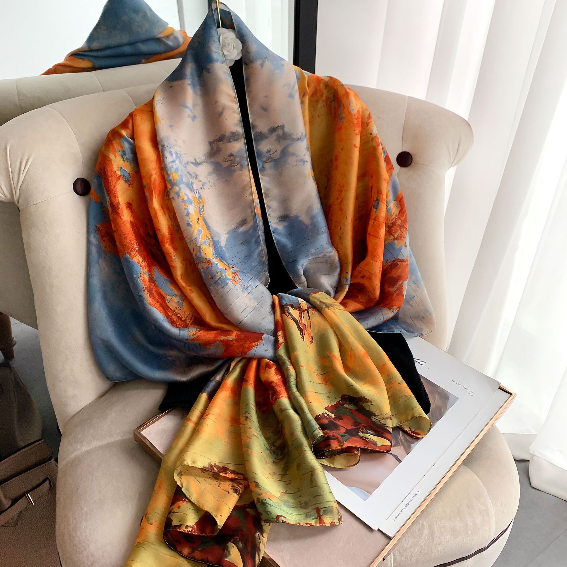 Simulation Silk Decorative Air-conditioning Shawl Hundred Sun Protection Beach Towel