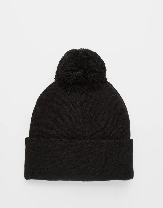 Trendy Wool Ball Knitted Hat Women Autumn And Winter Outdoor Black - Shop at LoveMi