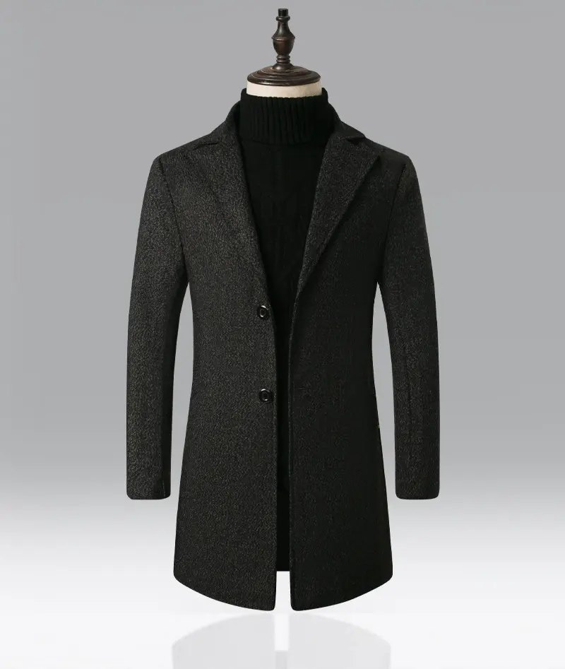 Men's Snowflake Trench Coat Mid-length Woolen
