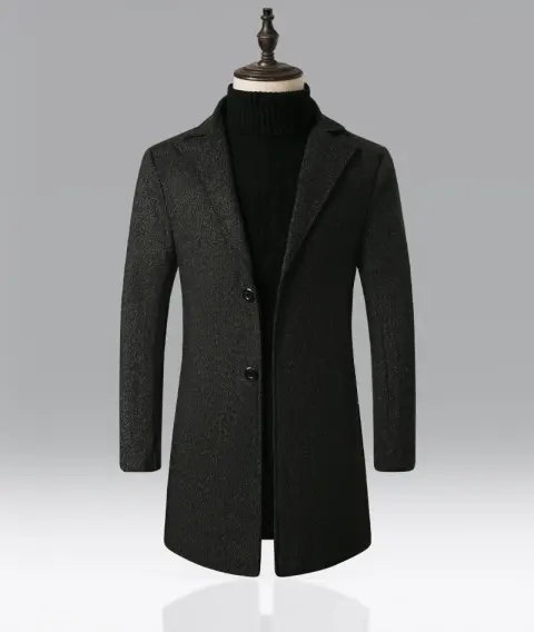 Men's Snowflake Trench Coat Mid-length Woolen
