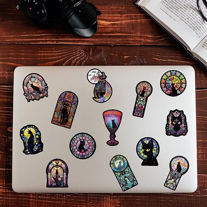 100Pcs Gothic Black Cat Stickers, Graffiti Decals, Gothic Accessories, Scrapbook Stickers For Laptop, Skateboard, Water Bottle, Luggage, Phone, For Teens And Adults Clearance Sale