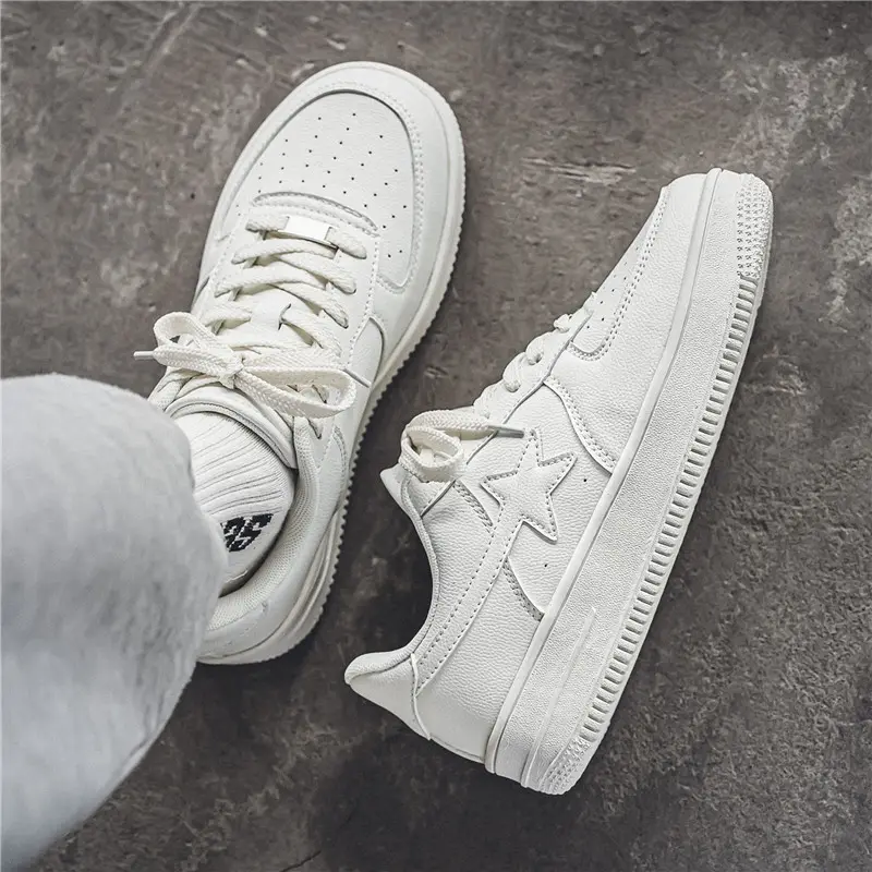 Thick Soled White Casual Sneakers