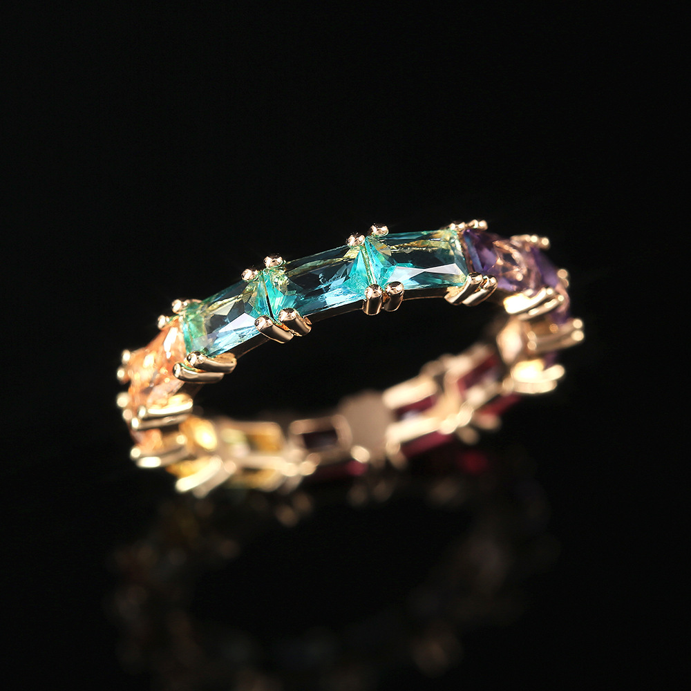 Ladies Fashion Rainbow Color Zircon Ring