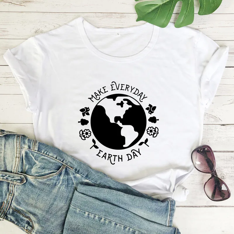 T Shirt Fashion Female Pattern Vegetarian Ecology - White
