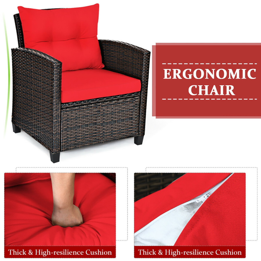 3 Pieces Rattan Patio Furniture Set With Washable Cushion — foto 7