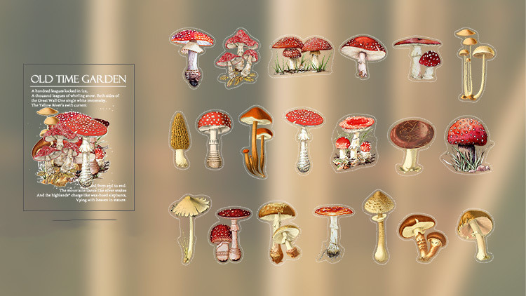 Large Red Mushroom Stickers Set 40Pcs