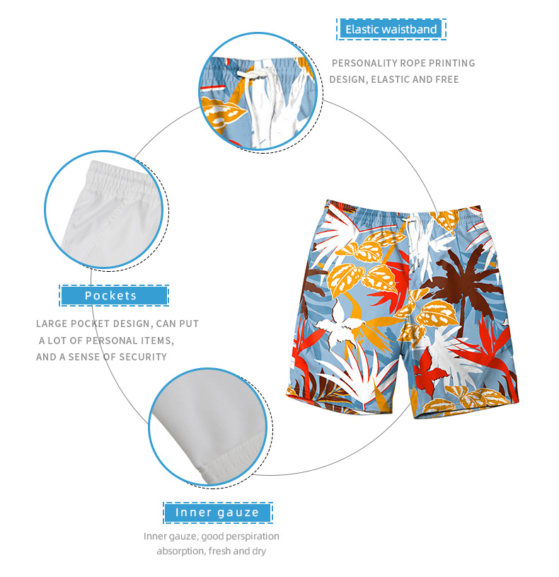 Title 9, Mens Beach Digital Printed Shorts Shirt Inner ...