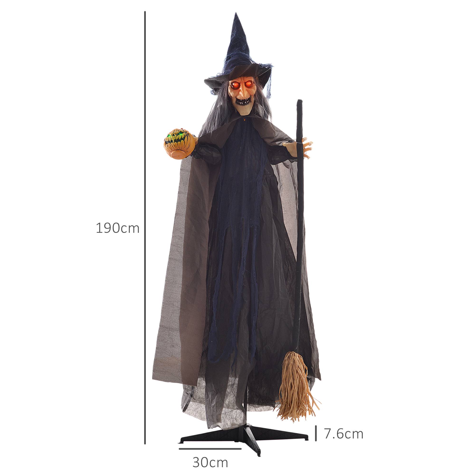 Witch 62, Riding A Broom, Halloween Electric Doll, Eyes Glowing — image 4