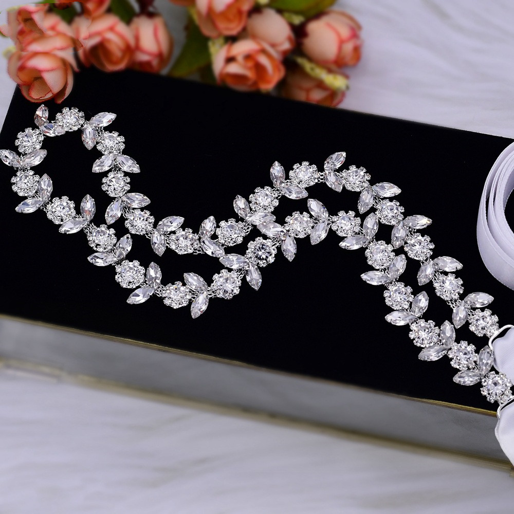 Title 4, Bridal Waist Chain Metal Rhinestone Silver High...