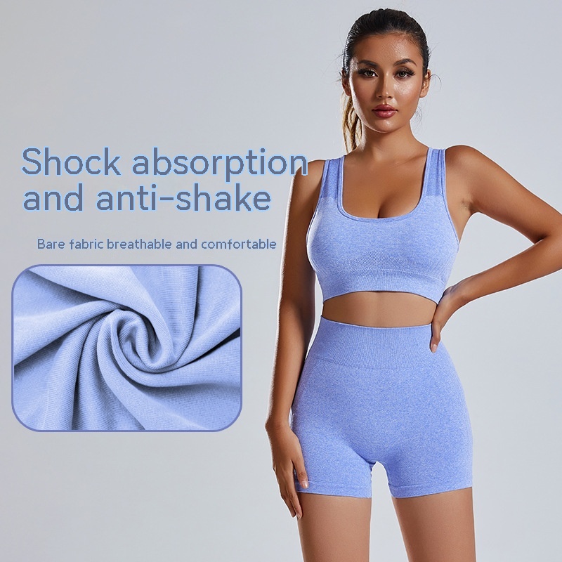 Title 3, Summer Seamless Knitted Exercise Yoga Clothes Suit