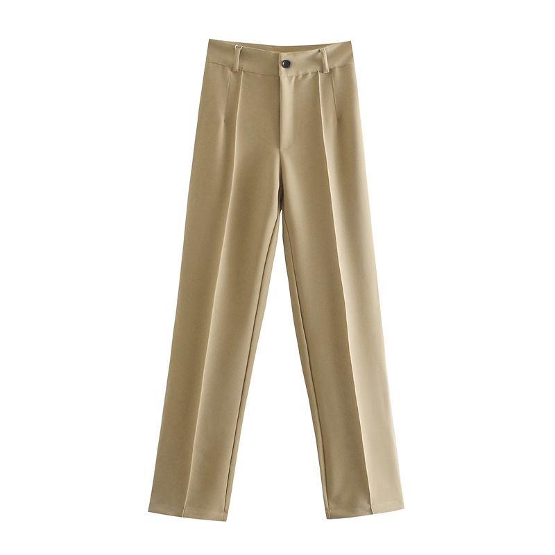 New European And American Style Straight High-waisted Solid Color Casual Pants