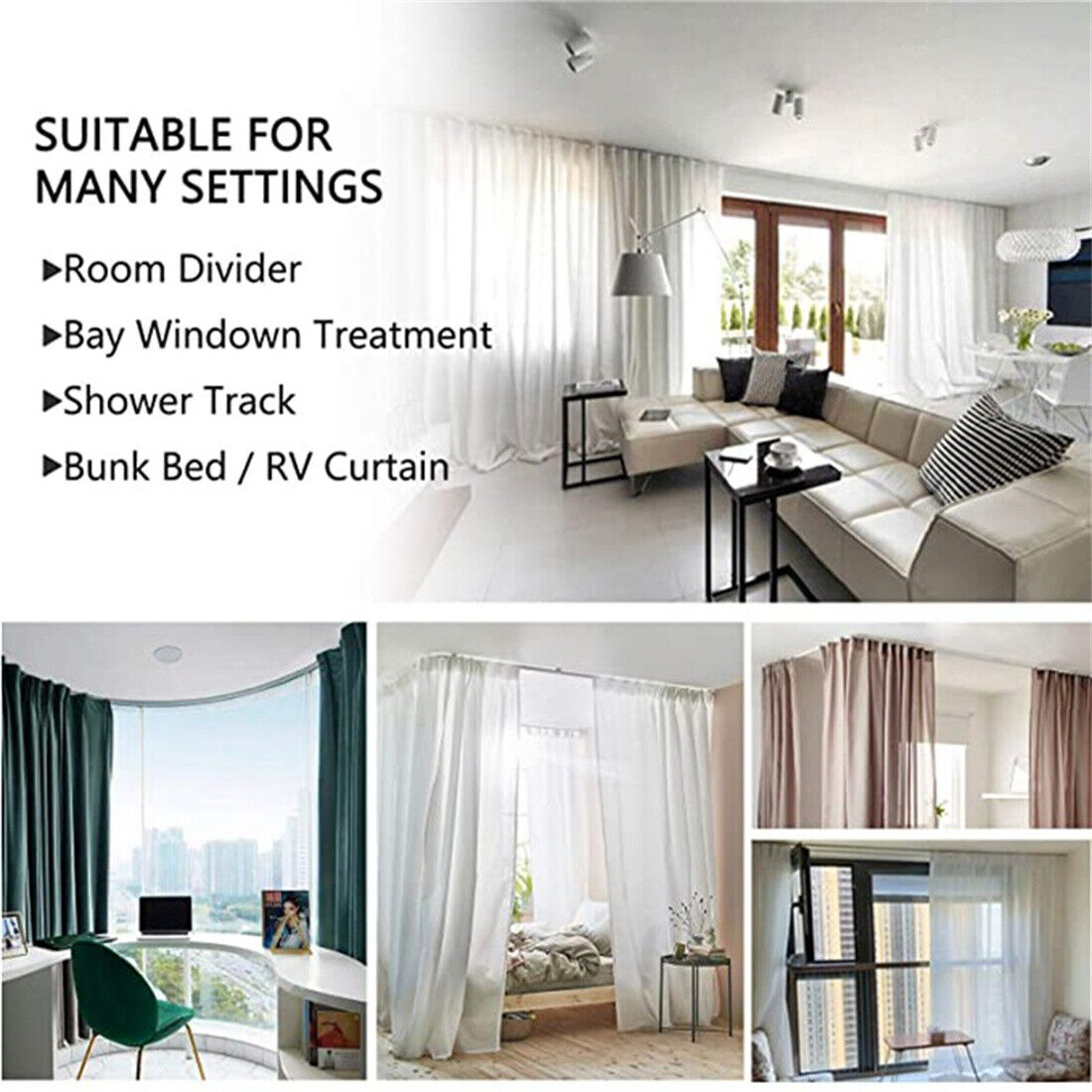 NEW 5M Bendable Flexible Curtain Track Rod Rail Ceiling Window Caravan Straight — image 12