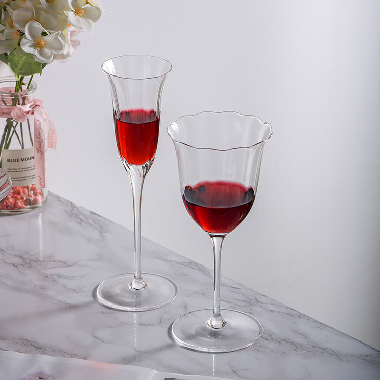 Light Luxury Red Wine Lace-inserted High-leg Crystal Glass