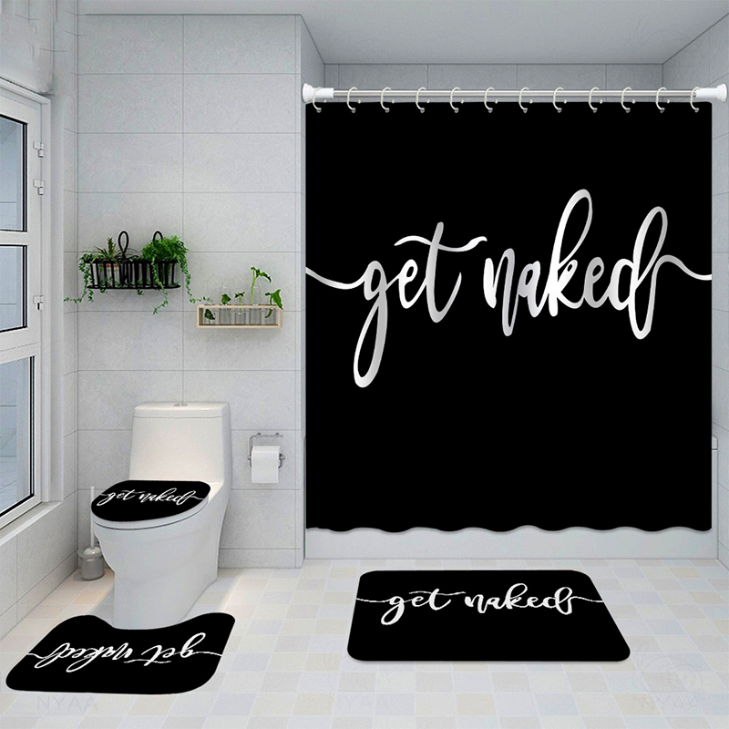 Shower Curtain 4-Piece Set, Shower Curtain, Mat 3-Piece