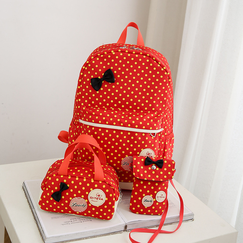Nylon Waterproof Printing Large capacity Student Bag Men's And Women's Backpack Red - Shop at LoveMi