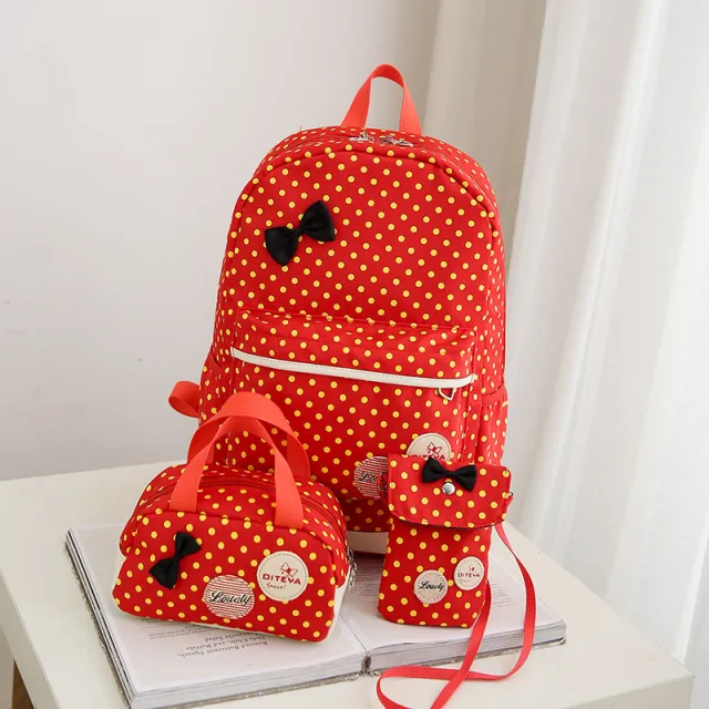 Nylon Waterproof Printing Large capacity Student Bag Men's And Women's Backpack Red - Shop at LoveMi