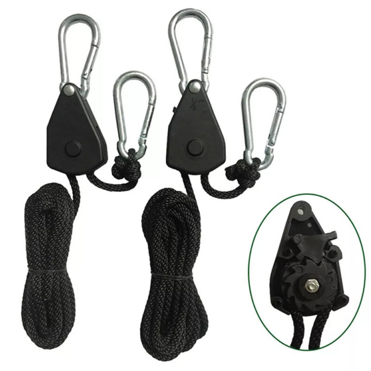 8pcs Rope Ratchet Adjustable Light Hanger Tent Carbon Filter Hydroponic Grow — image 3