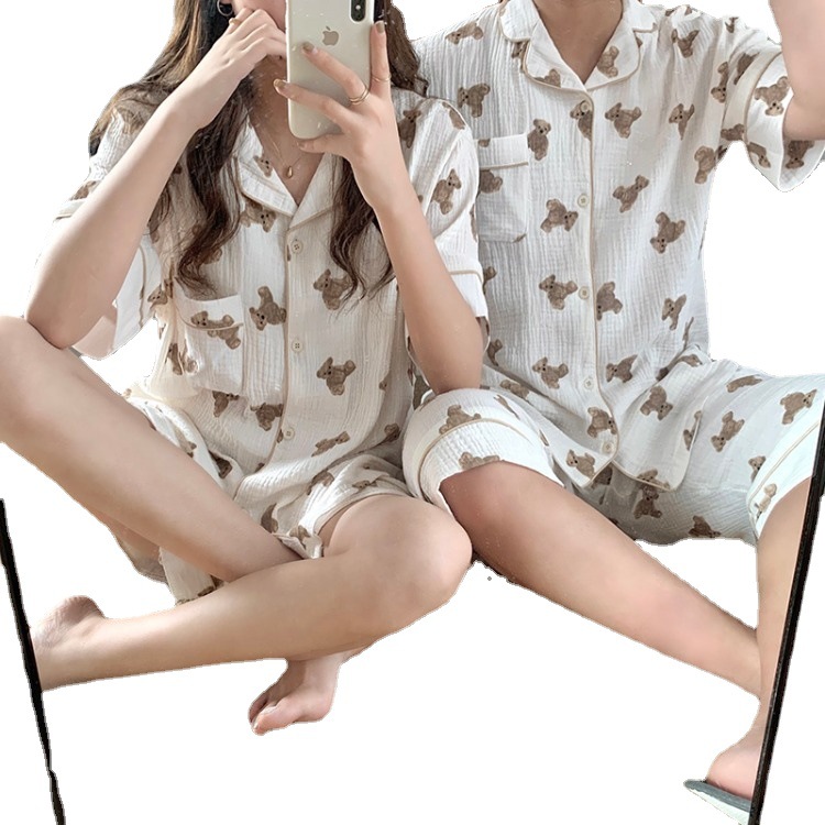 New Sweet And Cute Bear Loose Couple Pajama Set