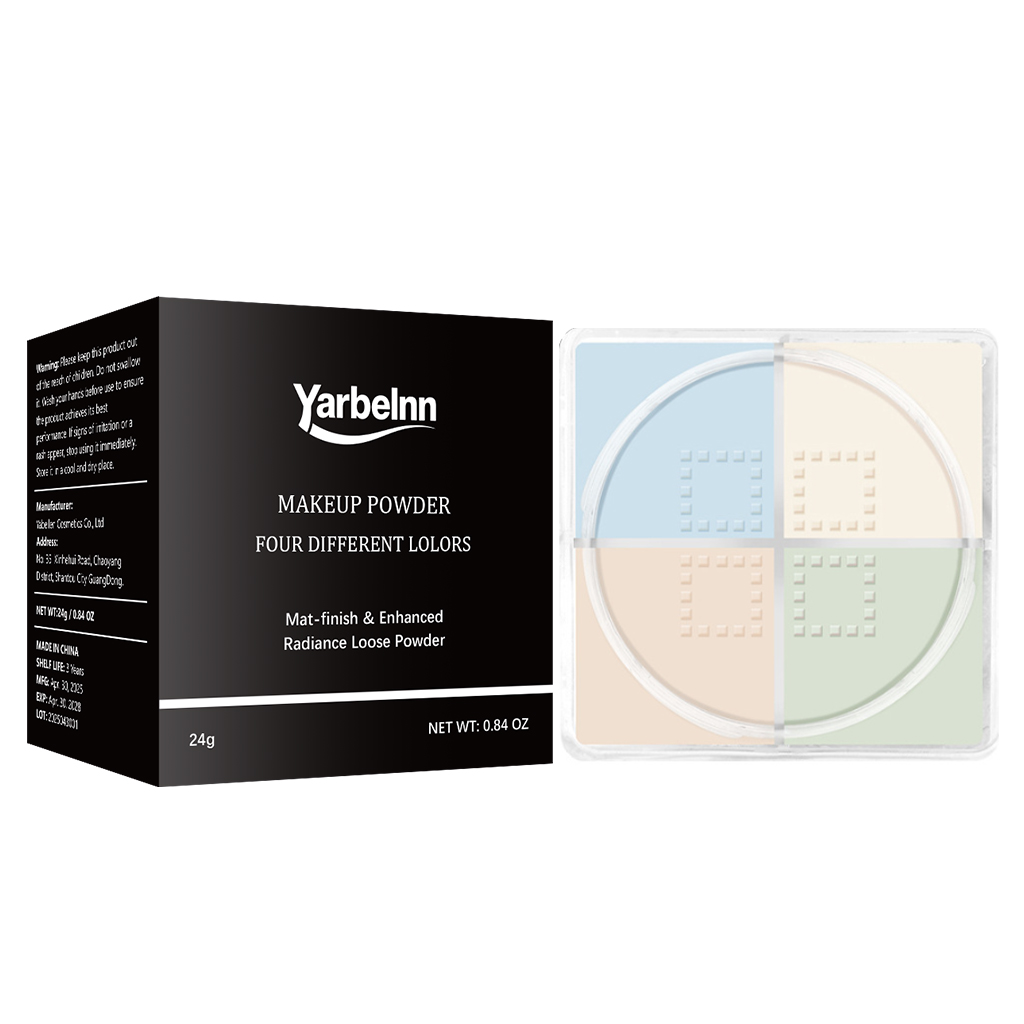 Yarbelnn 4-grid Loose Setting Powder, High-Quality Version From Mingtong, Ultra-fine Texture, Oil Control, Long-lasting Makeup, Anti-transfer 24g