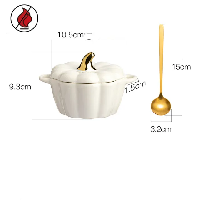 Pumpkin Ceramic Custard Bowl With Lid For Home Breakfast G - Shop at LoveMi