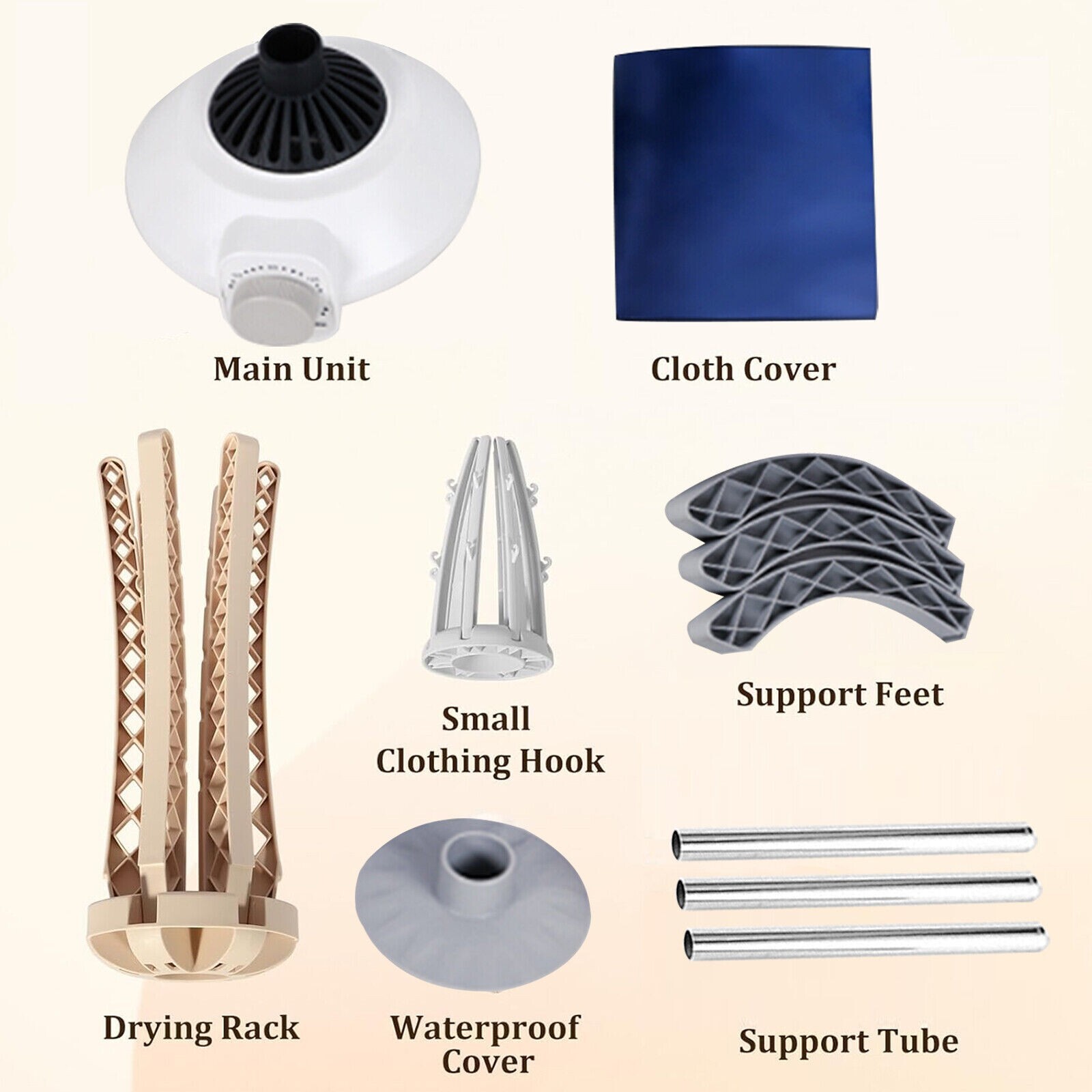 Portable Electric Heated Clothes Dryer & Cover Indoor Home Use Lightweight 1000W