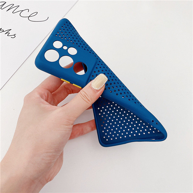 Ademende mesh-telefoonhoes met huidgevoel, opengewerkt voor warmteafvoer – zwart – A02 M02