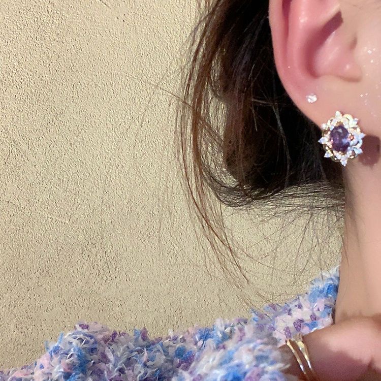 Orecchini a Filo di Améthyste Francese, Lace, Stud, Donne, Eleganza, Retro, Lusso, Gioielli per Donne