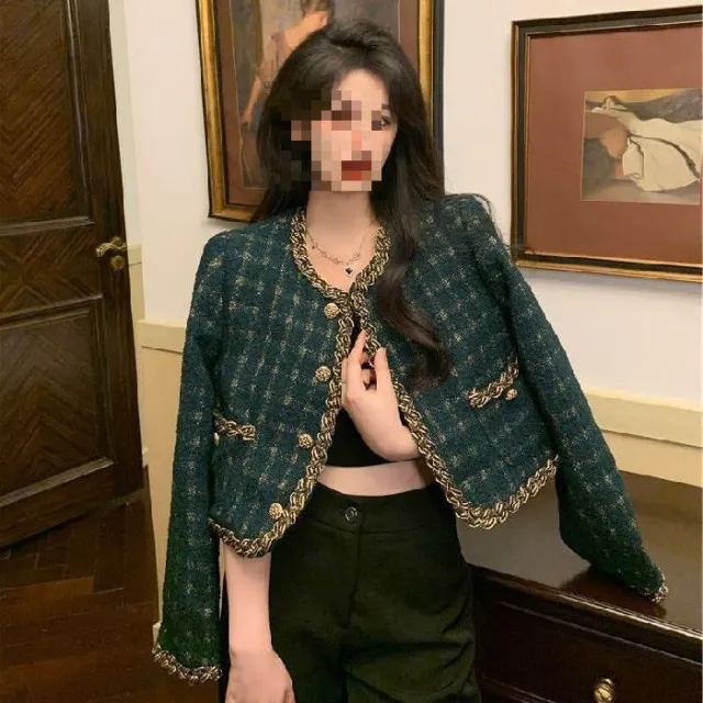 Coat Women's New Vintage French Plaid Color Contrast Long sleeved Top - Shop at LoveMi