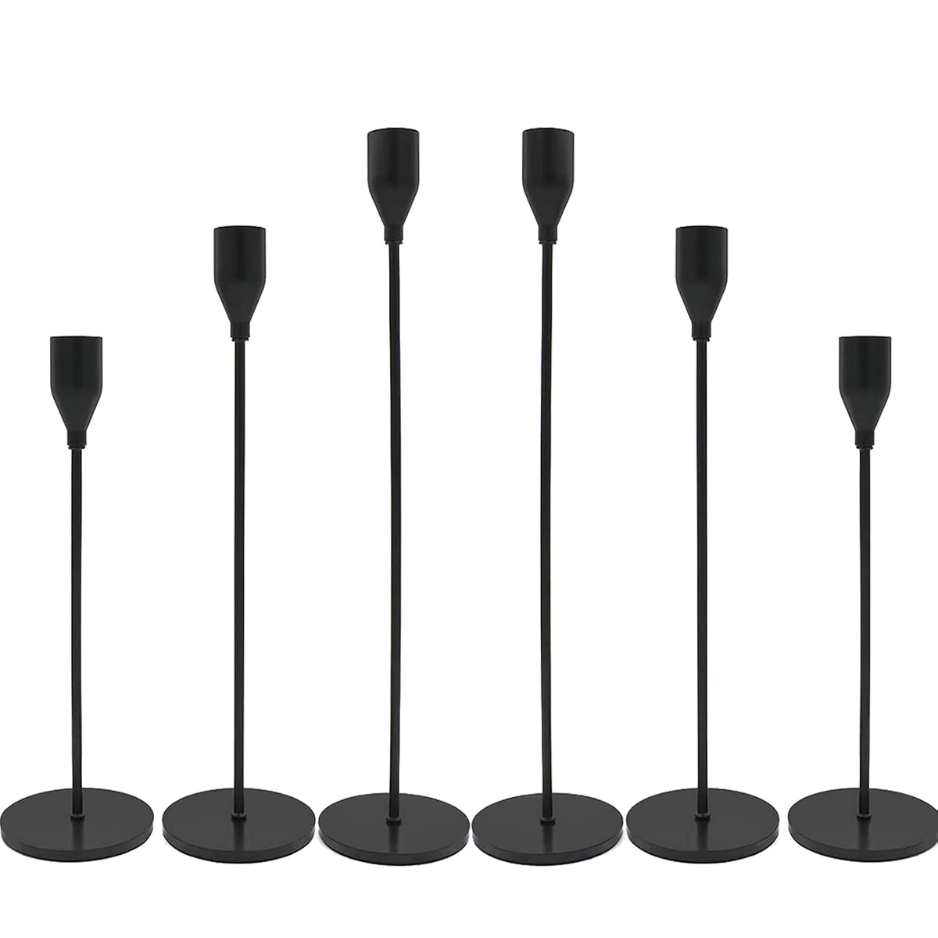 Matte Black Candlestick Holders, Set Of 6 Candle Holders For 3 4 Taper Candles Led Modern Metal Candle Stands Decorative Table Centerpieces For Wedding Party Church,Decorative Fitting