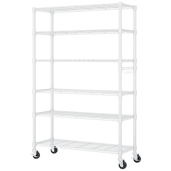 Six-layer Freely Combinable Disassemblable Strip With 1 Row Of Side Hooks, With Adjustable Feet And Wheels. Display Stand. Iron.