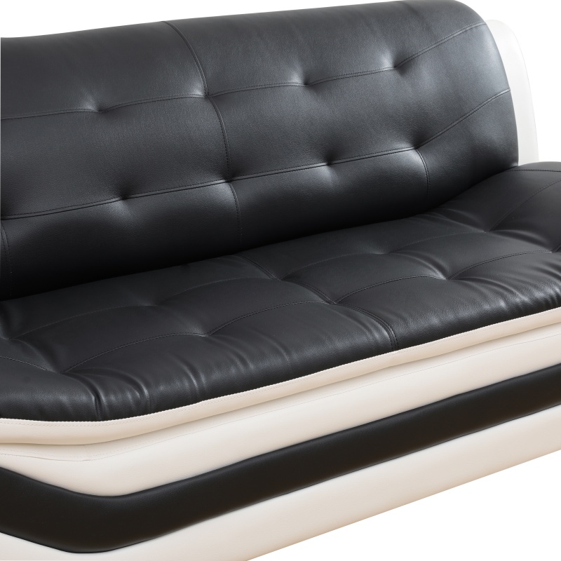 Pickup Only--Black & White Faux Leather 3-Piece Couch Living Room Sofa Set