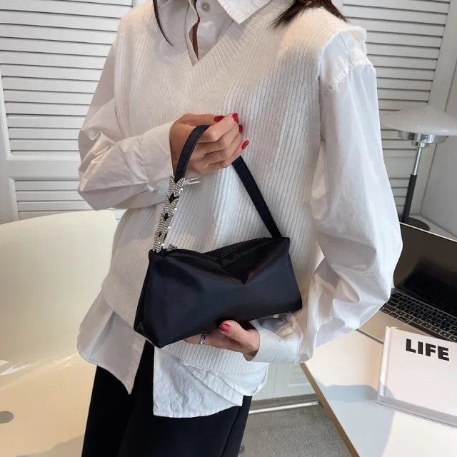One shoulder Cross body Texture Portable Bag For Women Black - Shop at LoveMi