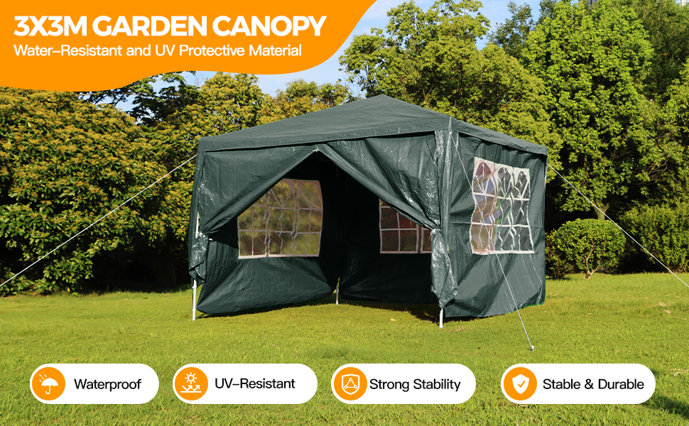 Outdoor Event Gazebo Tent, 3x3M Waterproof Party Marquee With 4 Side — image 5