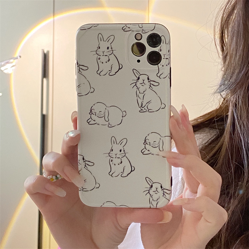Funda de silicona conejo caricatura línea cute