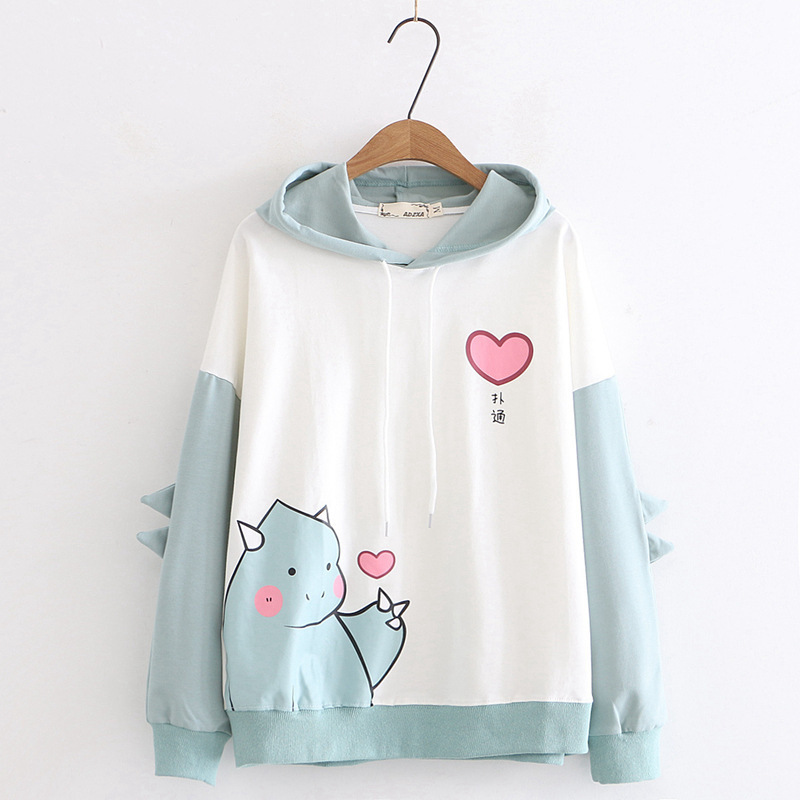 Title 10, Bixin dinosaur print color block long sleeve sw...