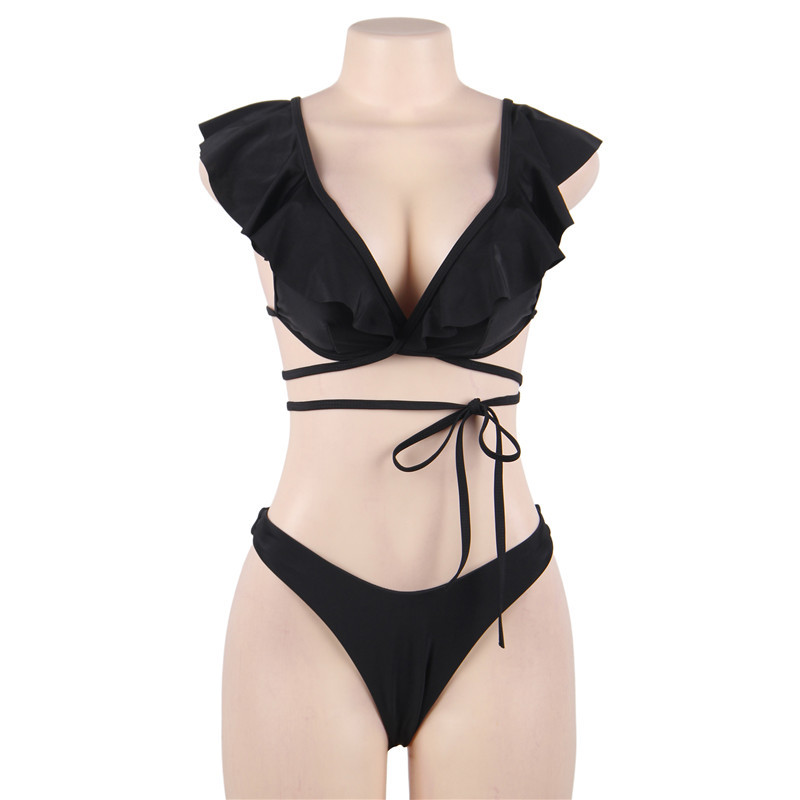 Title 4, Bikini sexy diviso con volant, costume da bagno...