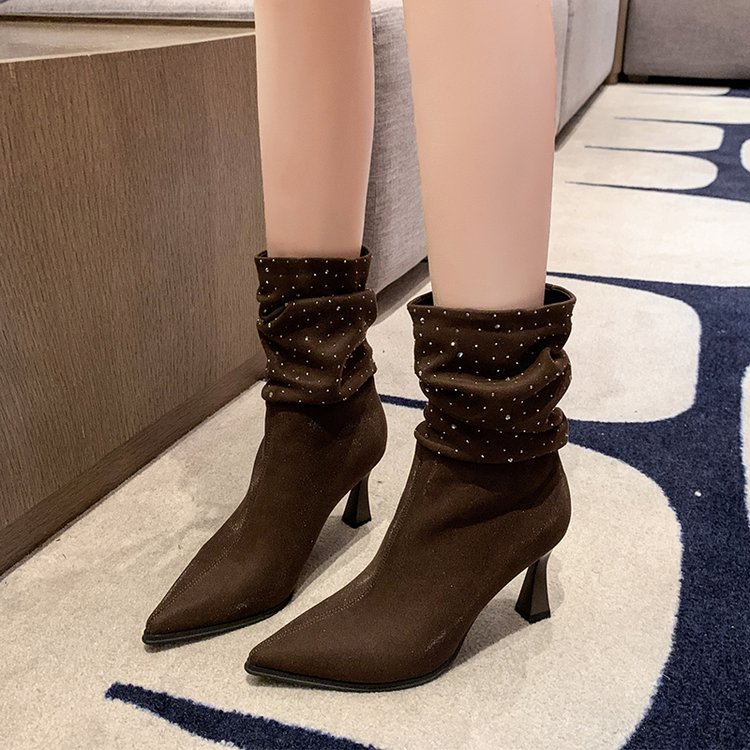Rhinestone Pointed Toe Ankle Boots, picture 2 of 4