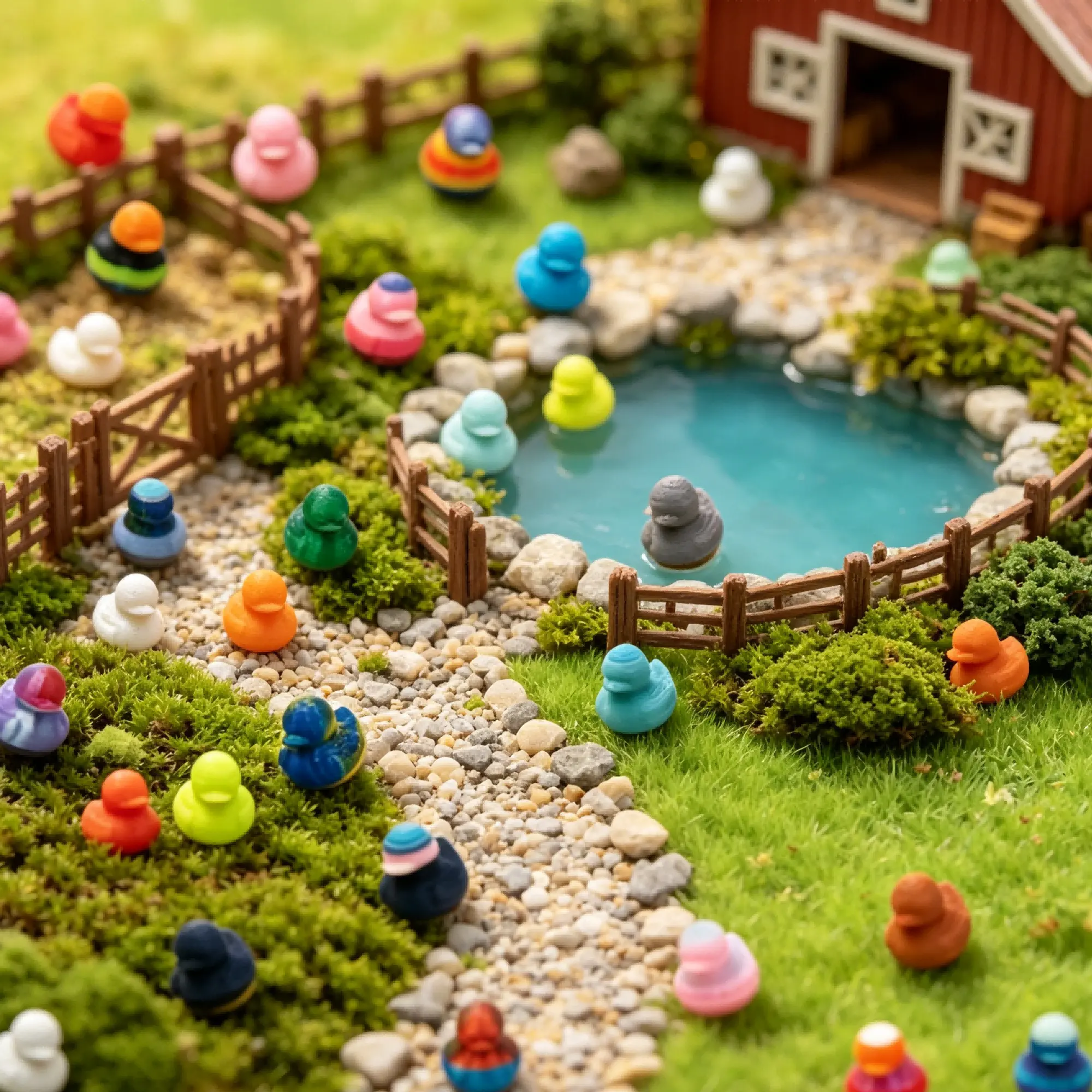 3D Printed Mini Duck Figurines, Mixed Color
