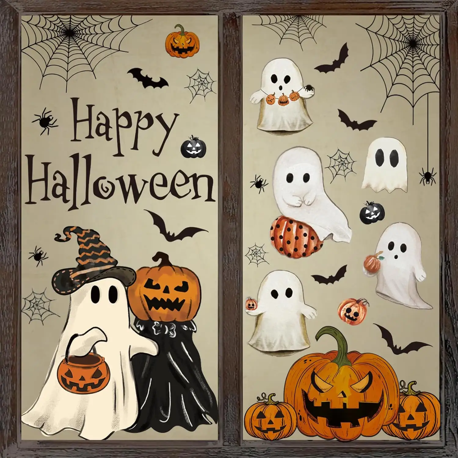 6 Sheet Halloween Window Clings, Vintage Ghost