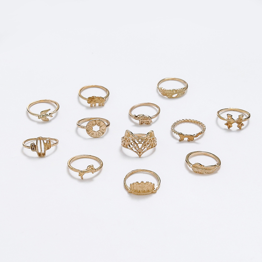 Vintage Hollow Design Animal 12-piece Ring